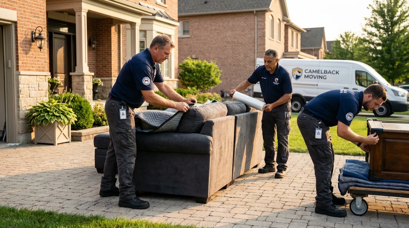 Large estate moving crew wrapping furniture in Butler, WI