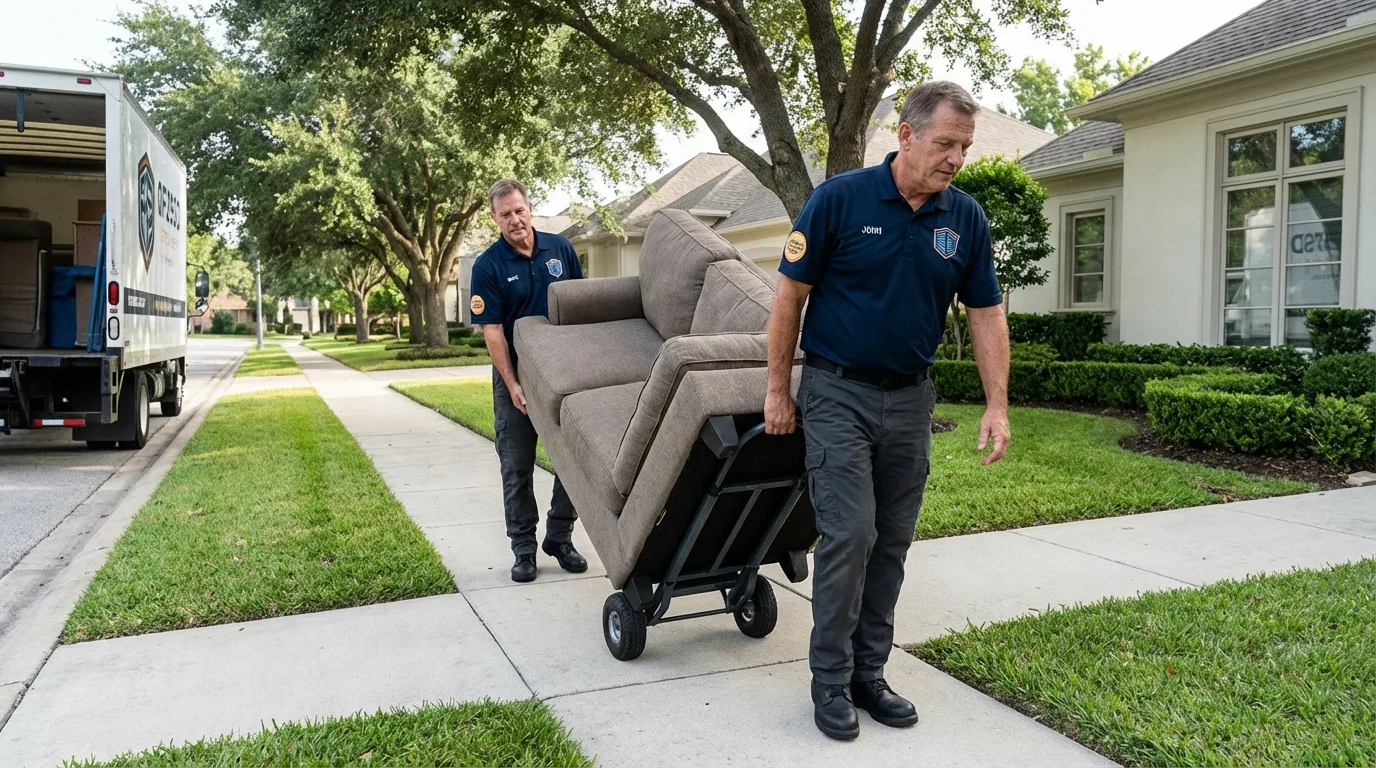 Local residential moving crew loading furniture in Butler, WI